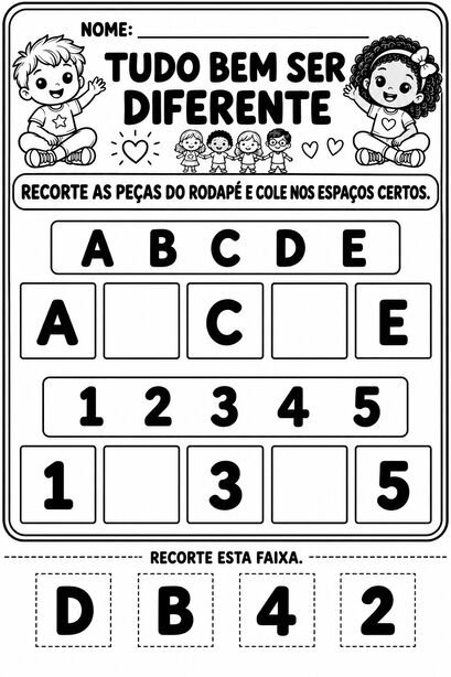 atividades recorte folhas e números para alfabetização página 1